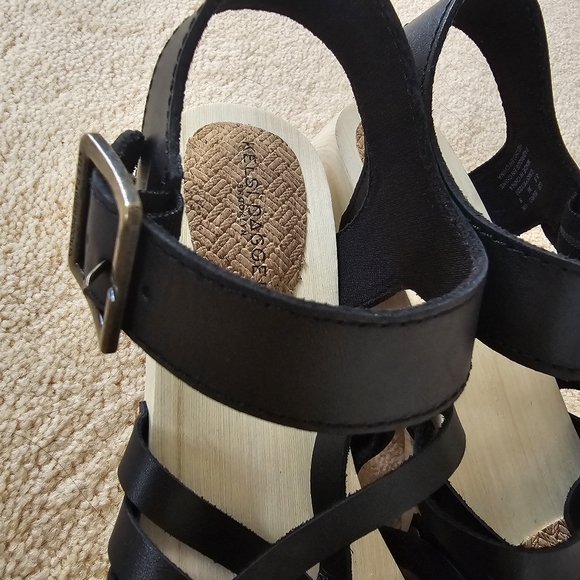 ANTHROPOLOGIE KELSI DAGGER Brooklyn Grain Ankle Strap Leather & Wooded Sandals - Picture 3 of 12